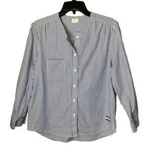 Cavan & Co Made in USA Striped Cotton Button Up Top M